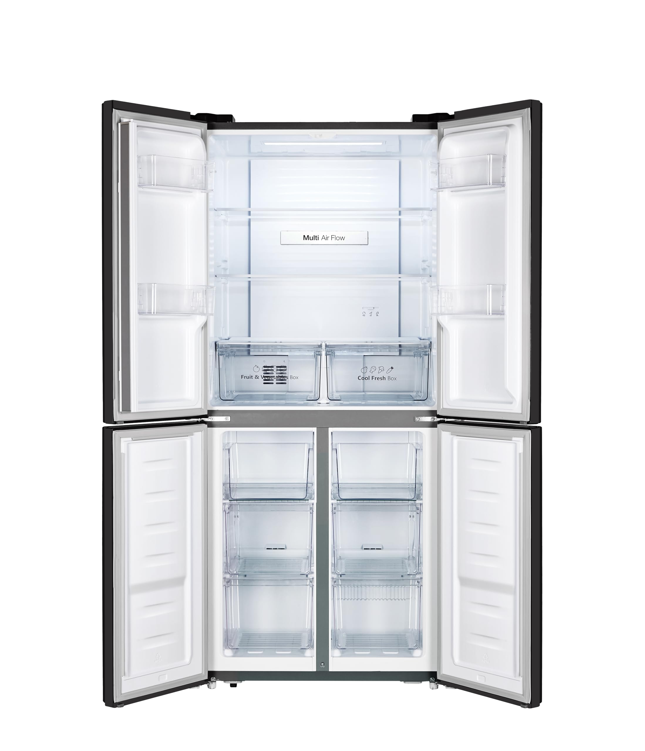 Fridgemaster MS83430EB Freestanding Slim American Side by side Door Fridge Freezer 441L, Total No Frost, Inverter compressor, Black, 83.2x178.0cm, Energy Rating E