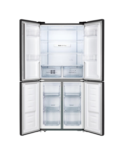 Fridgemaster MS83430EB Freestanding Slim American Side by side Door Fridge Freezer 441L, Total No Frost, Inverter compressor, Black, 83.2x178.0cm, Energy Rating E