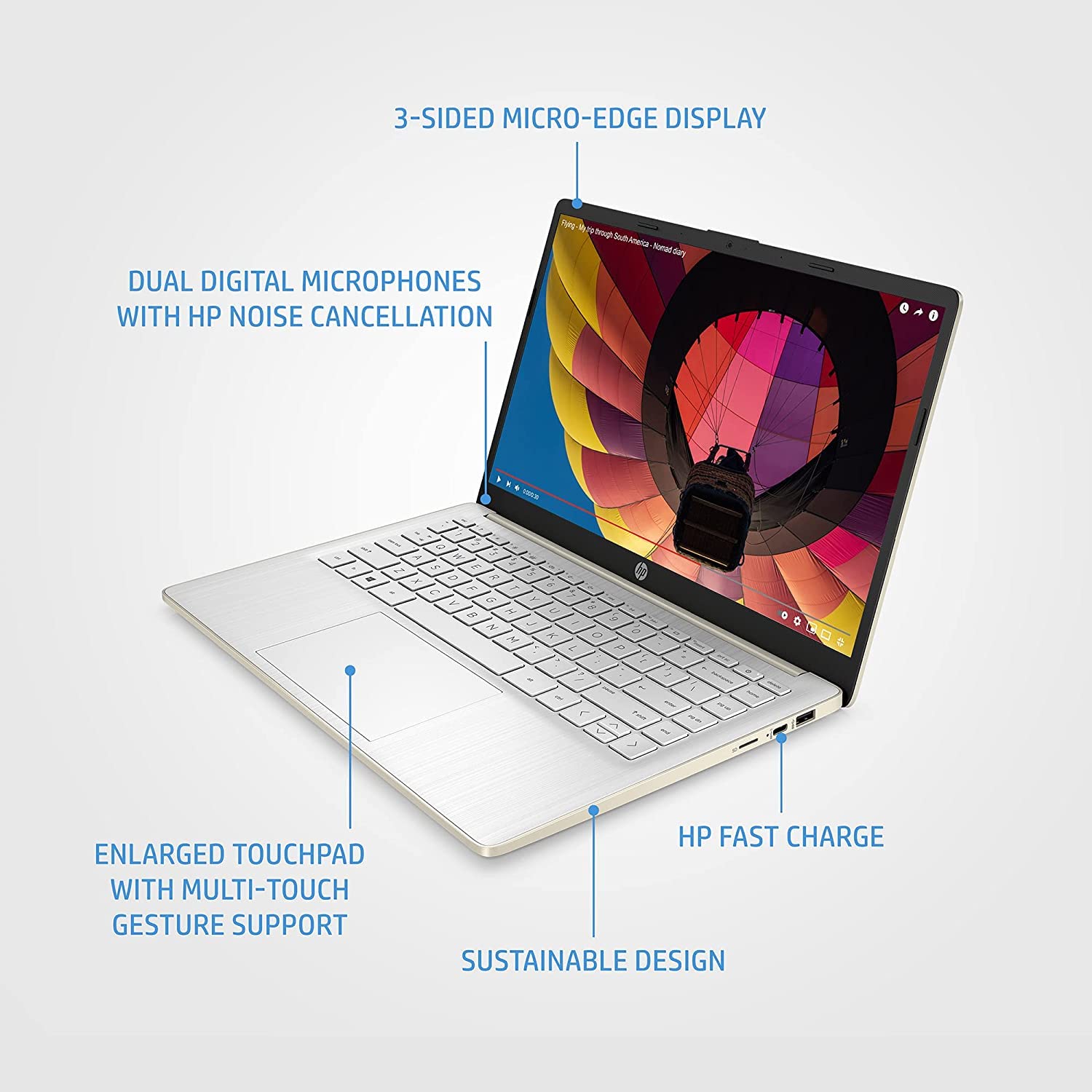 HP 14" Laptop, Intel Core i5-1235U Processor, 8 GB RAM, 512 GB SSD, Intel Iris Xe Graphics, FHD Display, Up to 8hrs battery, Win 11, Dual Speakers, Natural Silver, 14s-dq5005sa