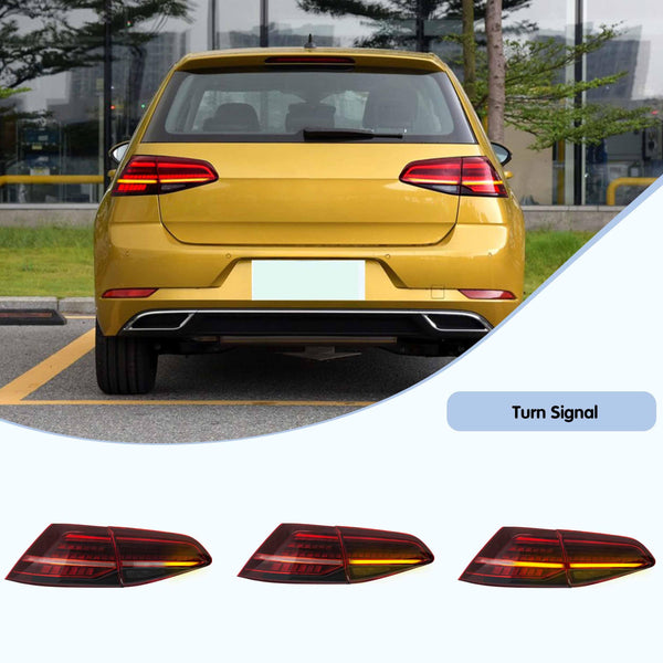 VLAND Headlights Compatible with Golf 7 MK7 TDI TSI 2013-2017, Front Lights with Sequential Indicator, Red Line Headlamps