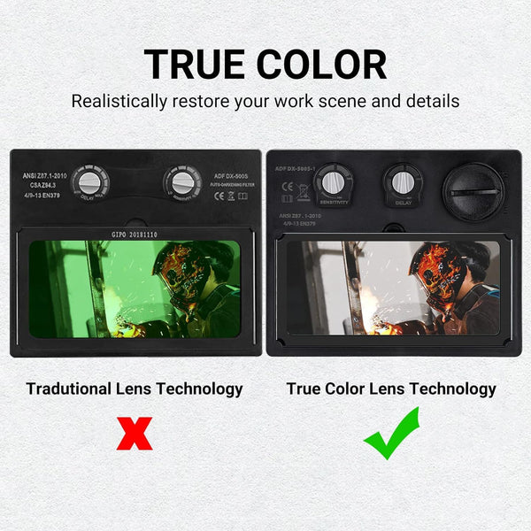 DEKO Welding Helmet Auto Darkening: True Color Solar Powered Auto Darkening Welding Helmets Welder Mask Hood (Skull Design)