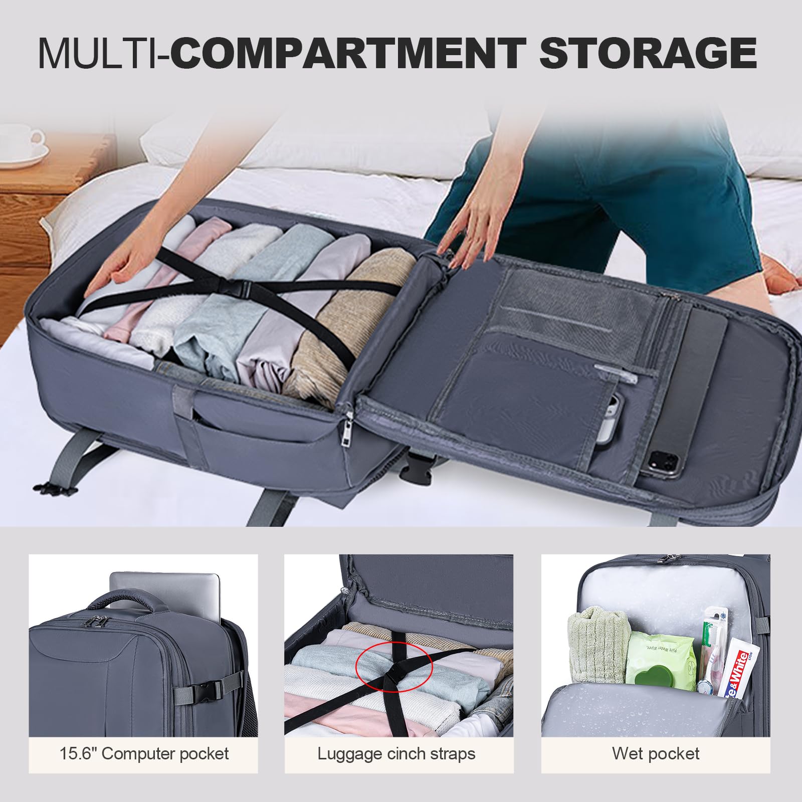 for Easyjet Cabin Bag 45x36x20, Travel Backpack with TSA Approved Clear Bag, Carry-ons Cabin Backpack for Travelling Underseat Cabin Bag Laptop Backpacks Luggage Set