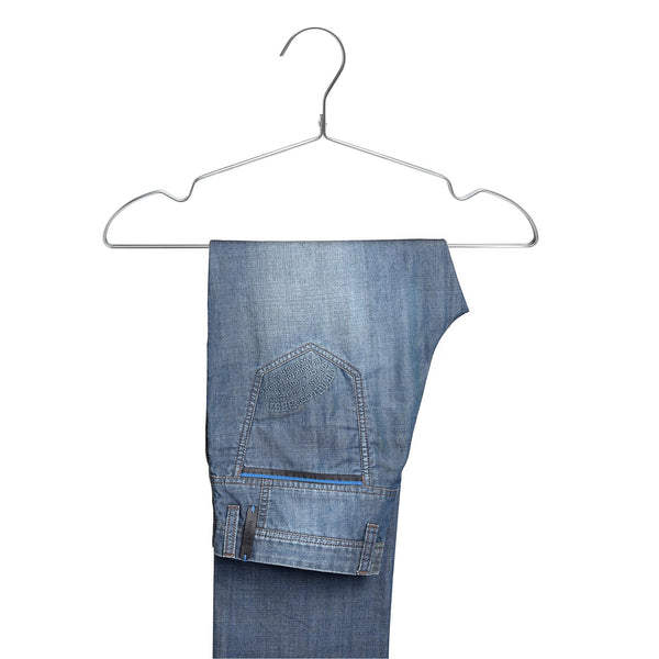 Amber Home 42cm Premium Matte Silver Aluminum Coat Hangers 20pcs, Extra Smooth & Durable Metal Clothes Hanger, Light & Sturdy Metal Rack for Suit