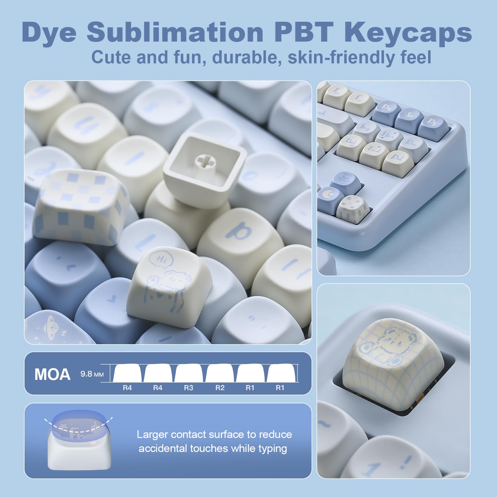 YUNZII B87 Wireless Mechanical Keyboard,QMK/VIA Software Custom Gaming,Gasket RGB Keyboard with Cute MOA Keycaps,Wrist Rest,BT5.0/2.4G/USB-C NKRO for Win/Mac (butter, milk v2 linear)