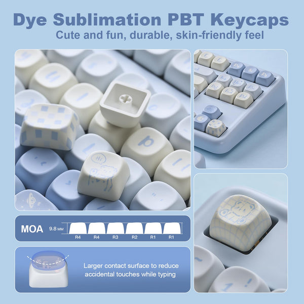 YUNZII B87 Wireless Mechanical Keyboard,QMK/VIA Software Custom Gaming,Gasket RGB Keyboard with Cute MOA Keycaps,Wrist Rest,BT5.0/2.4G/USB-C NKRO for Win/Mac (butter, milk v2 linear)