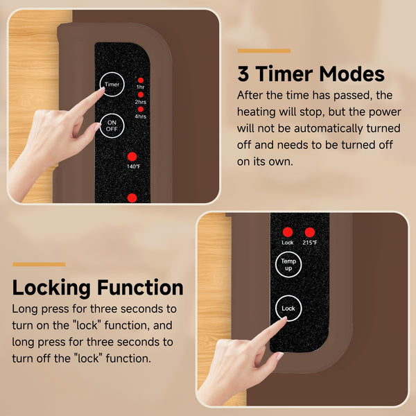 Food Warming Mat-Foldable Electric Warming Mat for Food Sillicon Food Warmer with Adjustable Temperature Control Time Moders Locking Function Warming