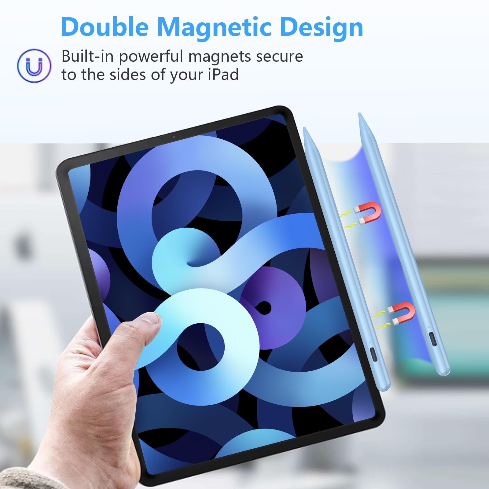 TQQ Pencil Compatible iPad 2018-2025, 2X Faster Charge, Pixel Precision, Tilt Sensitive Stylus Pen for Apple iPad 11/10/9/8/7/6th Gen, Pro 12.9/11/13 Inch M4, Air 3/4/5/M2/M3, Mini 5/6