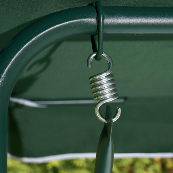 OHS Garden Swing Bench, 3 Seater Swing Seat Outdoor with Adjustable Canopy & Cushioned Seats Relaxing Comfy Outdoor Patio Hammock Bench, Grey/White Stripe