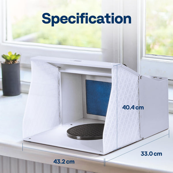 VIVOHOME Dual Fans Airbrush Paint Spray Booth with 4 LED Lights Turn Table and Filter Hose, Portable Airbrush Booth for Painting Model Craft