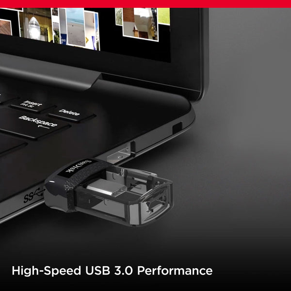 SanDisk Ultra Dual Drive USB flash drive 128 GB USB Type-A/USB Type-C 3.2 Gen 1 (3.1 Gen 1) Black, Silver