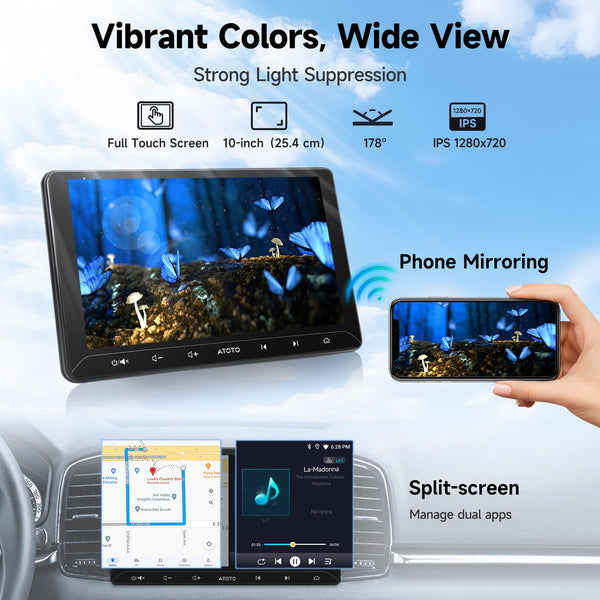 A5L 10.1inch Android Double DIN Car Stereo, WiFi/Bluetooth/USB Tethering, Wireless CarPlay/Android Auto, Touchscreen Car Radio, 24B-EQ DSP, MirrorLink, 2G+32G, FM/RDS, AI Chat, GPS Tracking