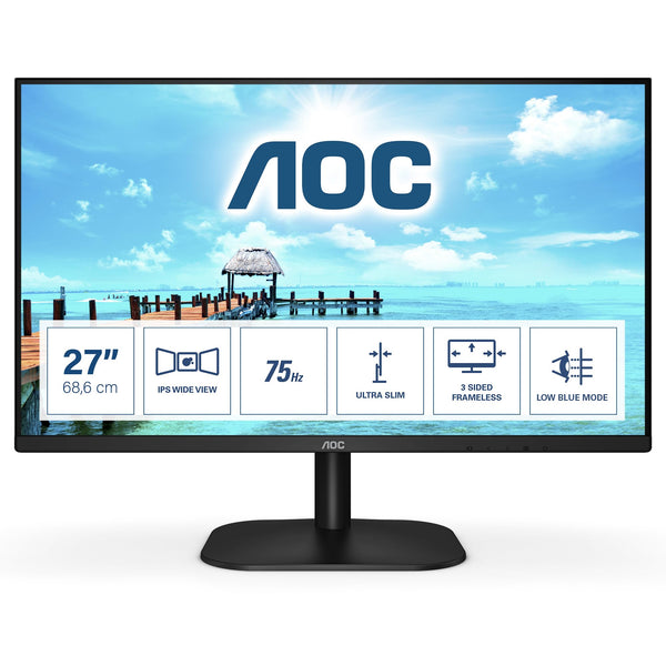 AOC 27B3CA2 - 27 Inch FHD Monitor, 100Hz, IPS, Speakers, USB-C Connectivity, FlickerFree, Adaptive Sync, LowBlue (1920 x 1080, 250 cd/m2, HDMI 1.4 / USB-C 65W Power delivery)