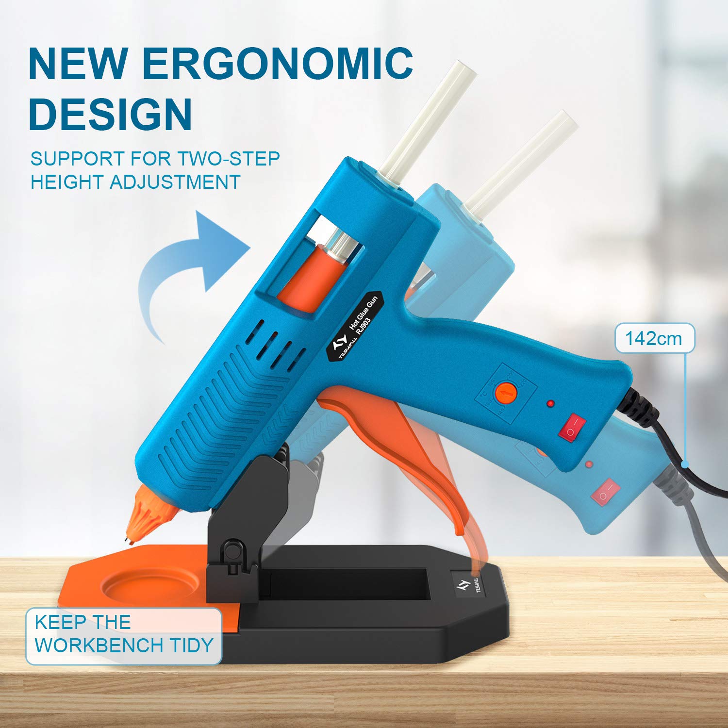 Tilswall Hot Glue Gun Kit, 50W Mini Melt Gun with 75pcs 130mm Glue Sticks for Crafting, DIY, Art, Sealing, Home Repairs, Cards, and Glass