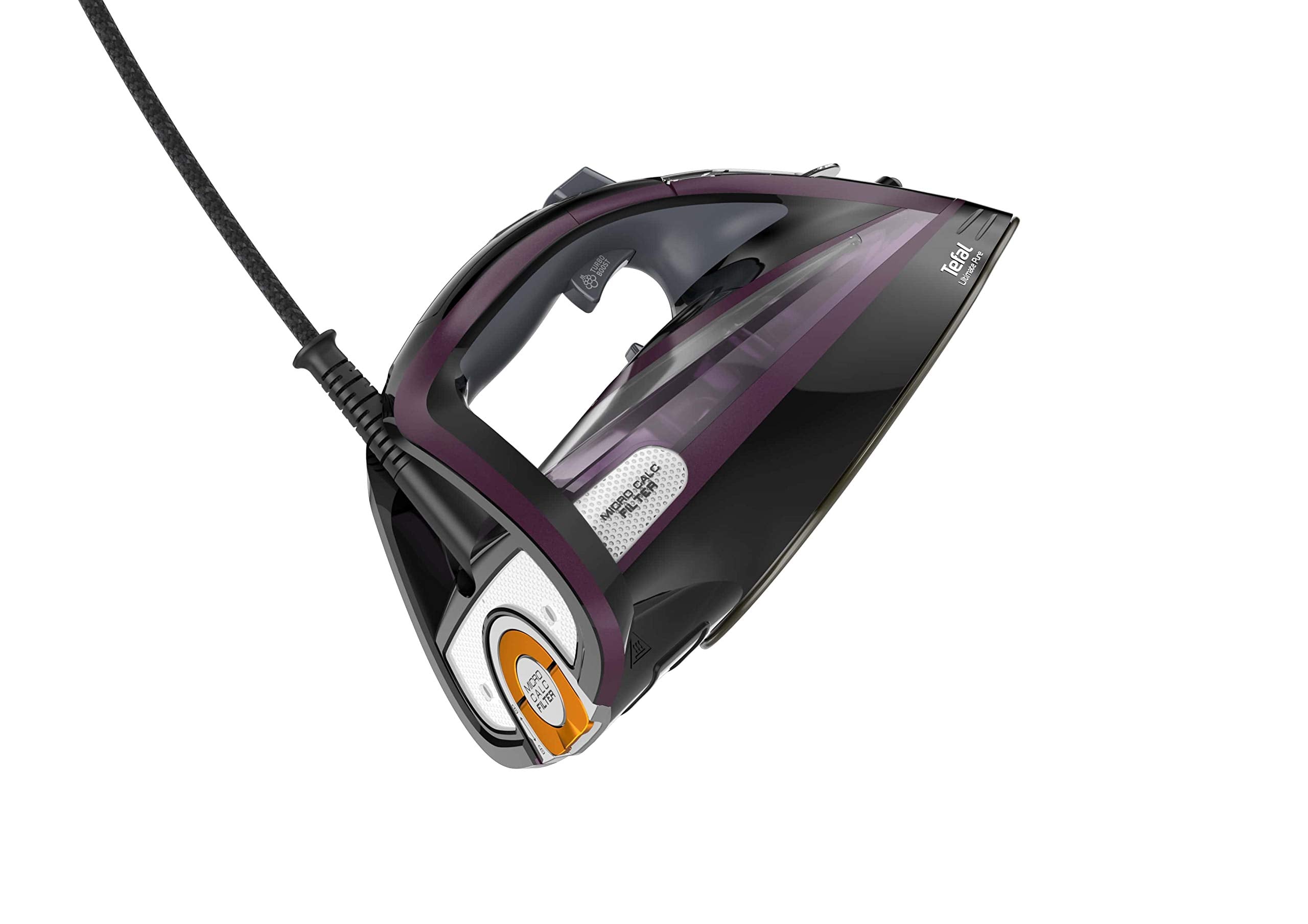 Tefal Ultimate Pure Steam Iron, 3100W, 260g/min Steam Boost, 350ml Water Tank, 3m Cord, Non-Stick Durilium Soleplate, Anti Scale, Anti-drip, Black and Rose Gold FV9845G0