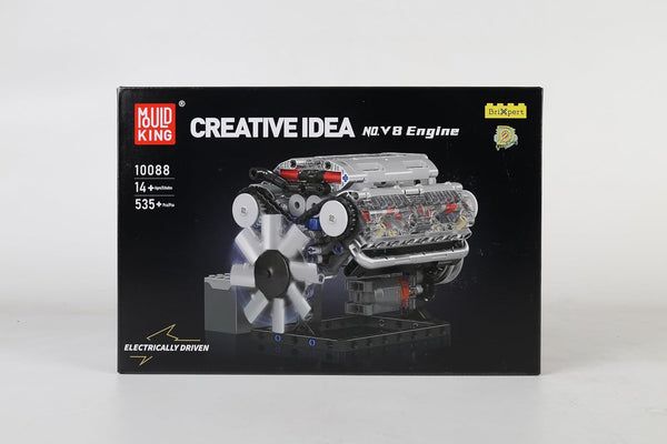 Mould King 10088 V8 Engine Building Kit - Build Your Own V8 Engine Toy, 8-Cylinder Petrol Car Engine Replica Model Building Kit for Kids/Teens 10+ Years (535 Pcs)