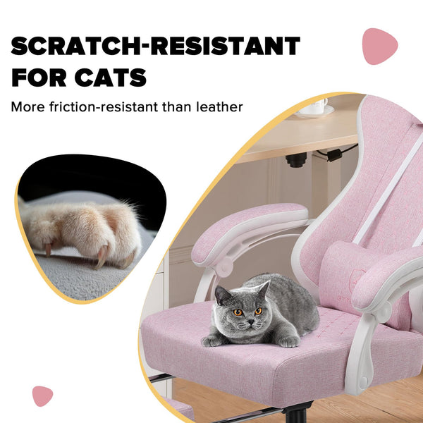 GTPLAYER Fabric Gaming Chair with Footrest, Ergonomic Computer Desk Chair with Pocket Spring Cushion Home Office High Back Support Lumbar Support Heavy Duty Wide