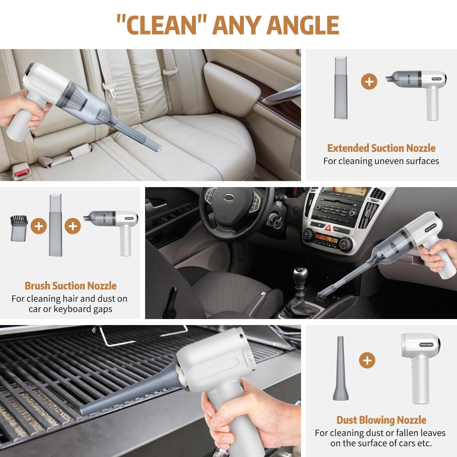 Handheld Vacuum Cordless, 9000Pa Powerful Car Vacuum Cleaner, Rechargeable Portable Lightweight Mini Vacuum Cleaner, USB Car Vacuum Cleaner Car Cleaner for Pet Hair, Car, Home, Office, Kitchen