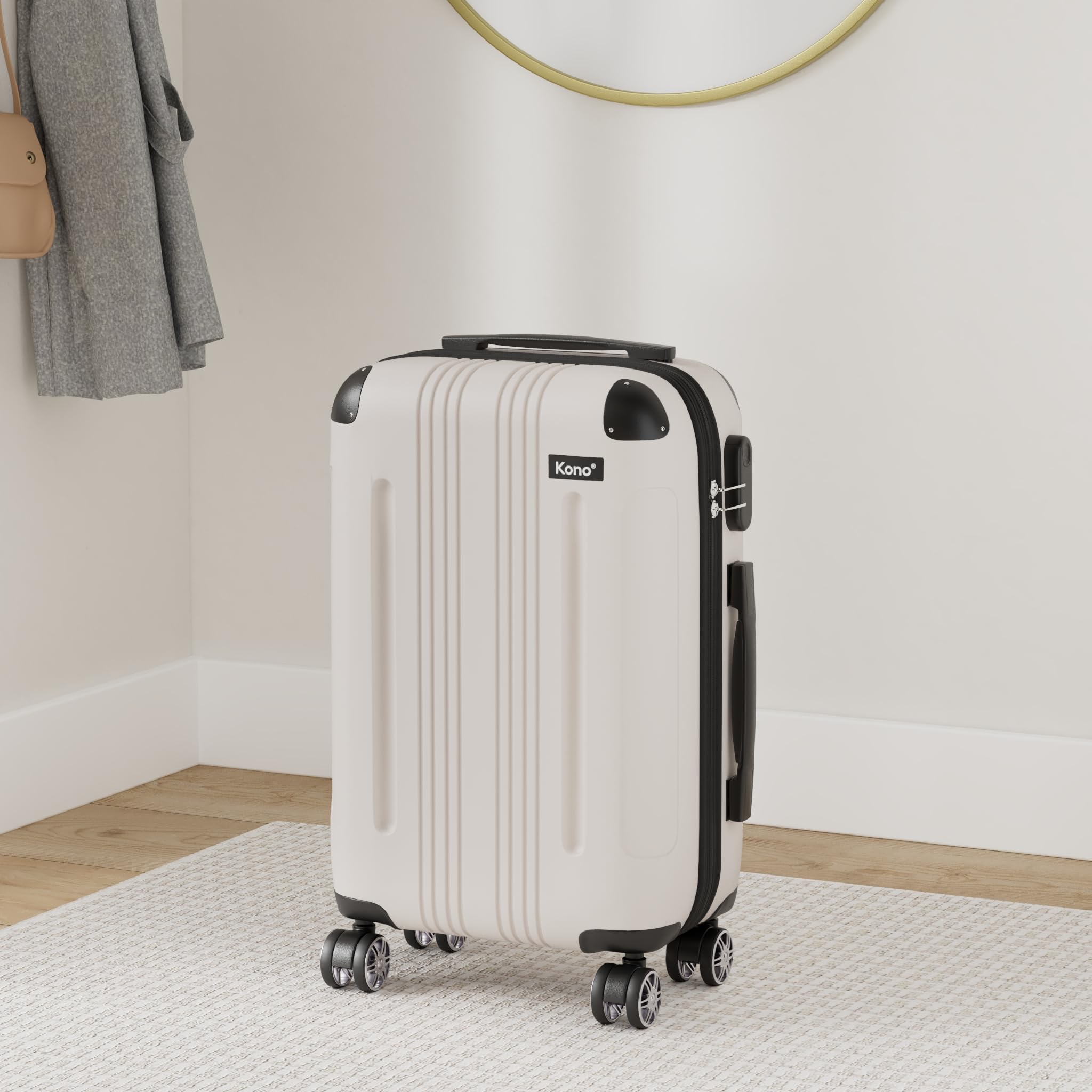 Kono 28 Inch Large Hard Shell Luggage Lightweight ABS 4 Wheels Spinner Business Trip Trolley Case Suitcase (Grey)