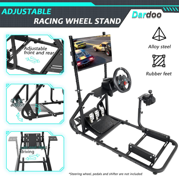 Dardoo Racing Simulator Cockpit Frame with Monitor Mount Fit for Logitech G923,Thrustmaster Wheels,Compatible with Xbox One,Not Include Wheel,Pedal,Display and Seat