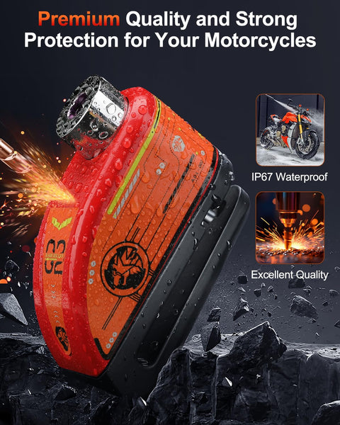 ZEXMTE Motorbike Disc Lock with Alarm, Rechargeable 120dB Anti-Theft Alarm with 5.9 FT Reminder Cable, Heavy-duty Motorcycles Locks Waterproof Disc Lock for Motorcycle, Bike, Scooter, E-Bike