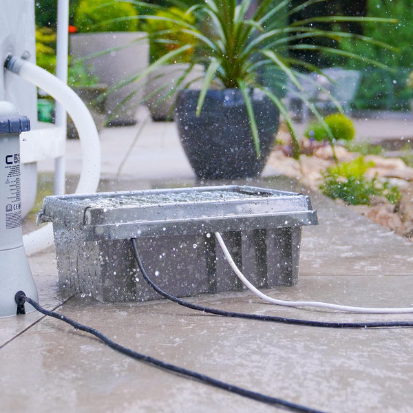 DRiBOX – Large IP55 Weatherproof Outdoor Electrical Connection Box 40 x 31 x 14.5cm – Power Cord Enclosure for Christmas Lights, Timers, Extension Cables, Leads, Reels, Transformers (Large, Black)