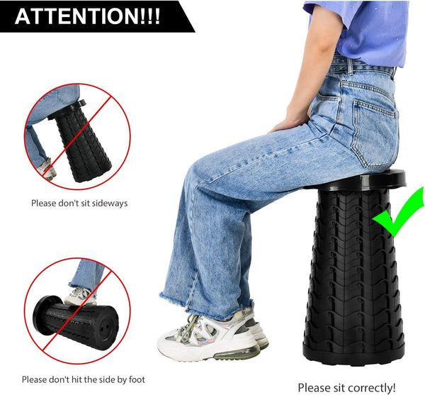 LUXJET Portable Folding Stool Lightweight Yet More Sturdy with Load Capacity 180KG, Retractable Plastic Foldable Collapsible Stool for Camping Fishing Hiking BBQ Outdoors Indoors Kitchen
