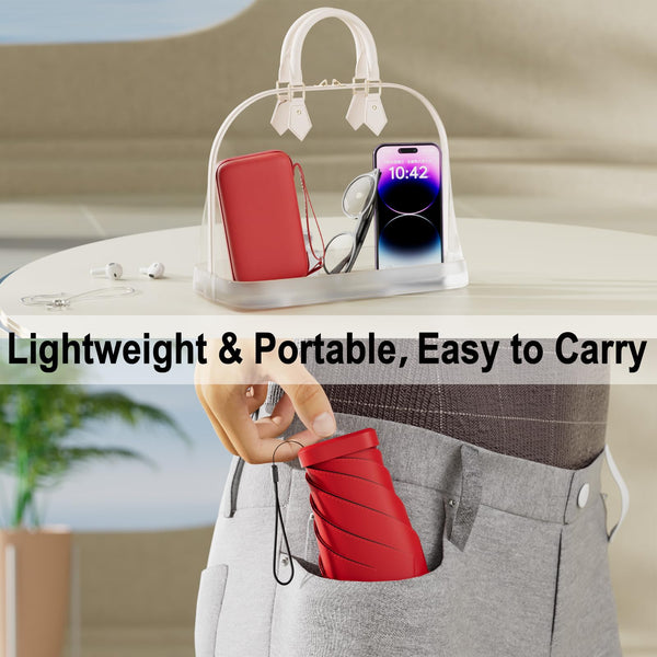 Windproof Mini Travel Folding Umbrella - UPF 50+ Sun & Rain Protection, Small Compact Lightweight Design Fits in Pocket or Bag, Eco-Friendly Fabric Wallet Umbrella for Commuter, Men Women Boys Girls