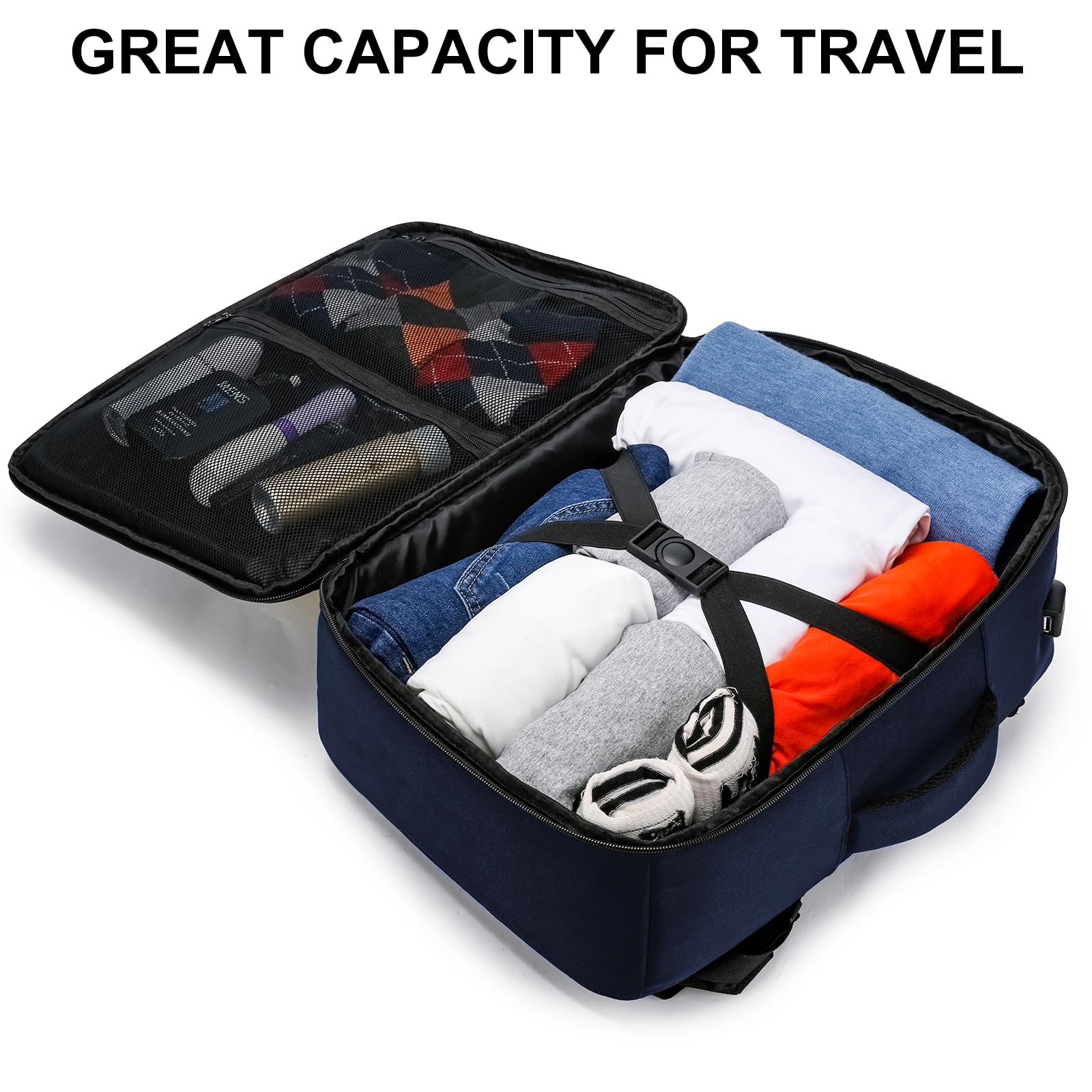 Cabin Bags 40x20x25 for Ryanair Underseat 20L Small Travel Hand Luggage Backpack Carry-ons Bag Cabin Size for Airplanes Flight Bag Travel Rucksack Fit 14 Inch Laptop with USB Charging Port-Black