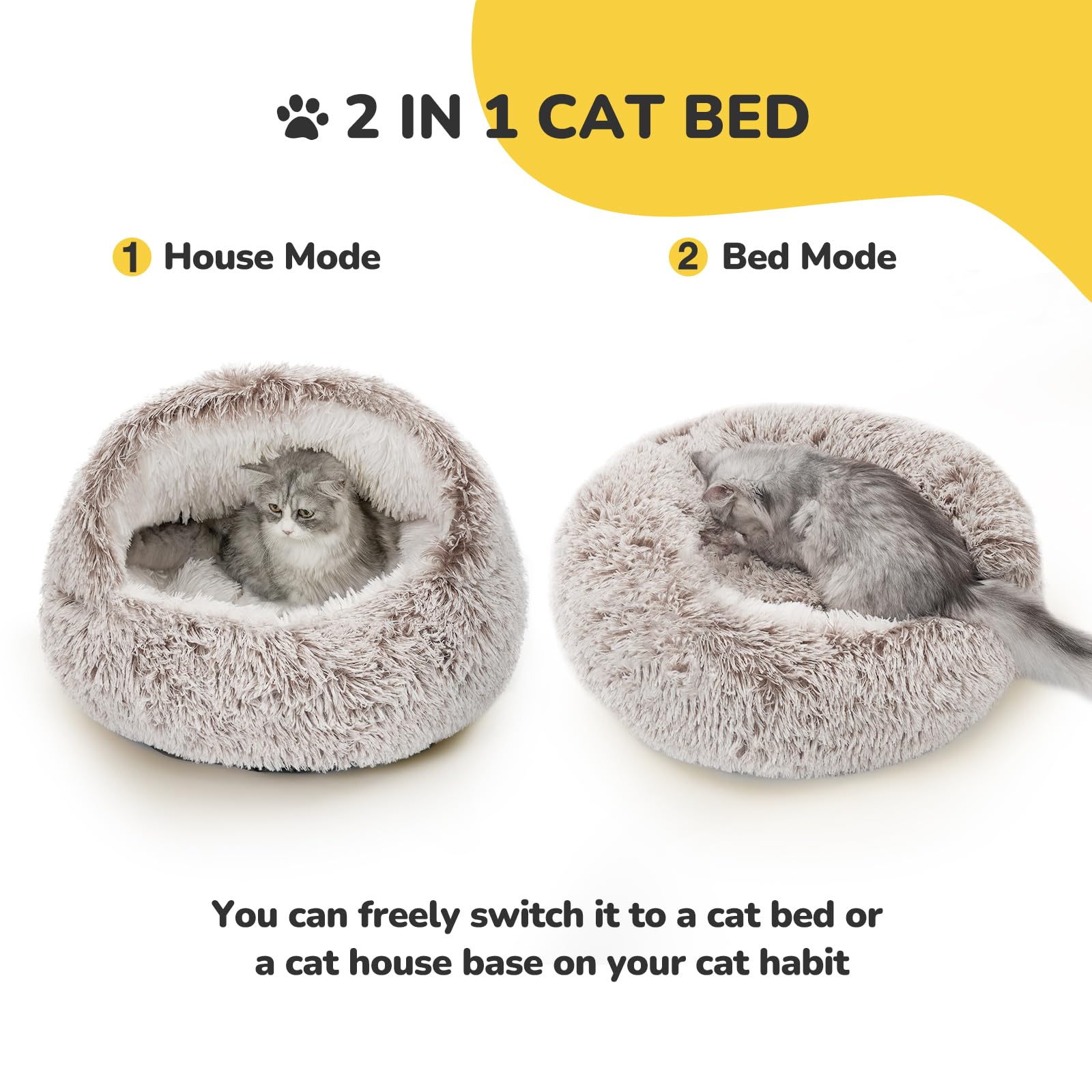 CATISM Cat Beds Cat Bed Pet Bed for Indoor Cats Large Cave Dog Bed Washable Non-Slip Cat Nest Pod Windproof Cat Nesting Bed 50cm Half Moon?
