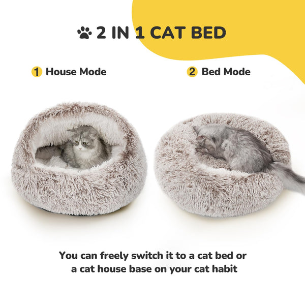 CATISM Cat Beds Cat Bed Pet Bed for Indoor Cats Large Cave Dog Bed Washable Non-Slip Cat Nest Pod Windproof Cat Nesting Bed 50cm Half Moon?