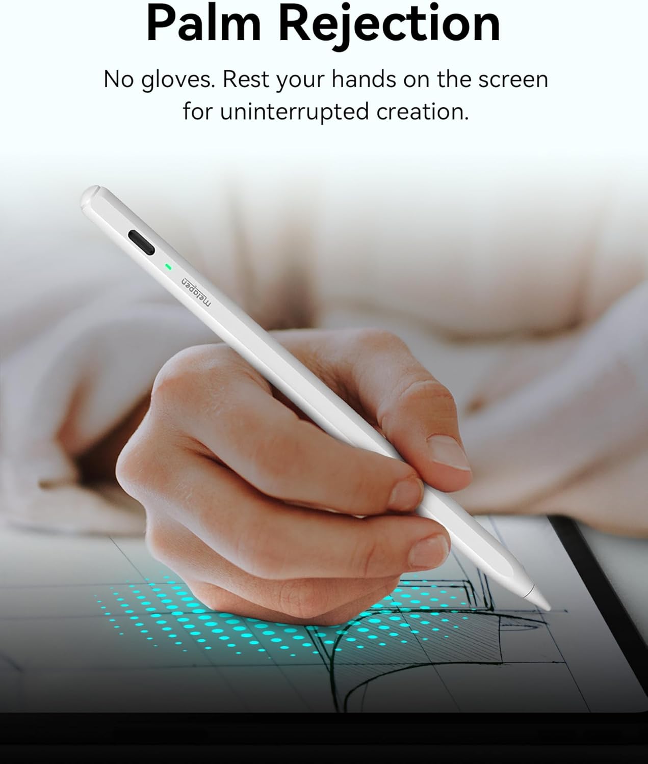 Metapen Pencil Air8 for Apple iPad 2018-2025, (20H Battery Life), 2Min Fast Charge, High Precision Stylus Pen for iPad 11 A16/10/9/8/7/6th Gen, Pro 12.9/11/13 Inch M4, Air 3/4/5/M2/M3 (White)