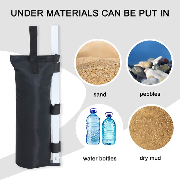 MASTERCANOPY Set of 4 Gazebo Sand Weights SandBags with Pothook for Pop Up Portable Folding Canopy, (Small, Black, Up to 31KG IN TOTAL)