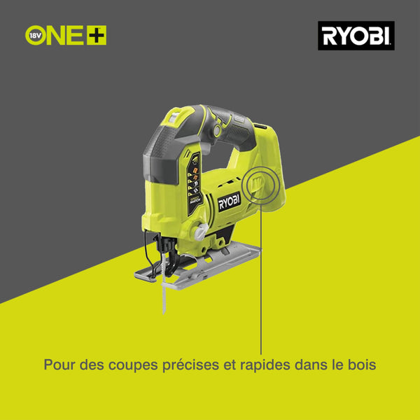 Ryobi R18JS-0 ONE+ Jigsaw with LED, 18 V (Body Only) - Green/Grey