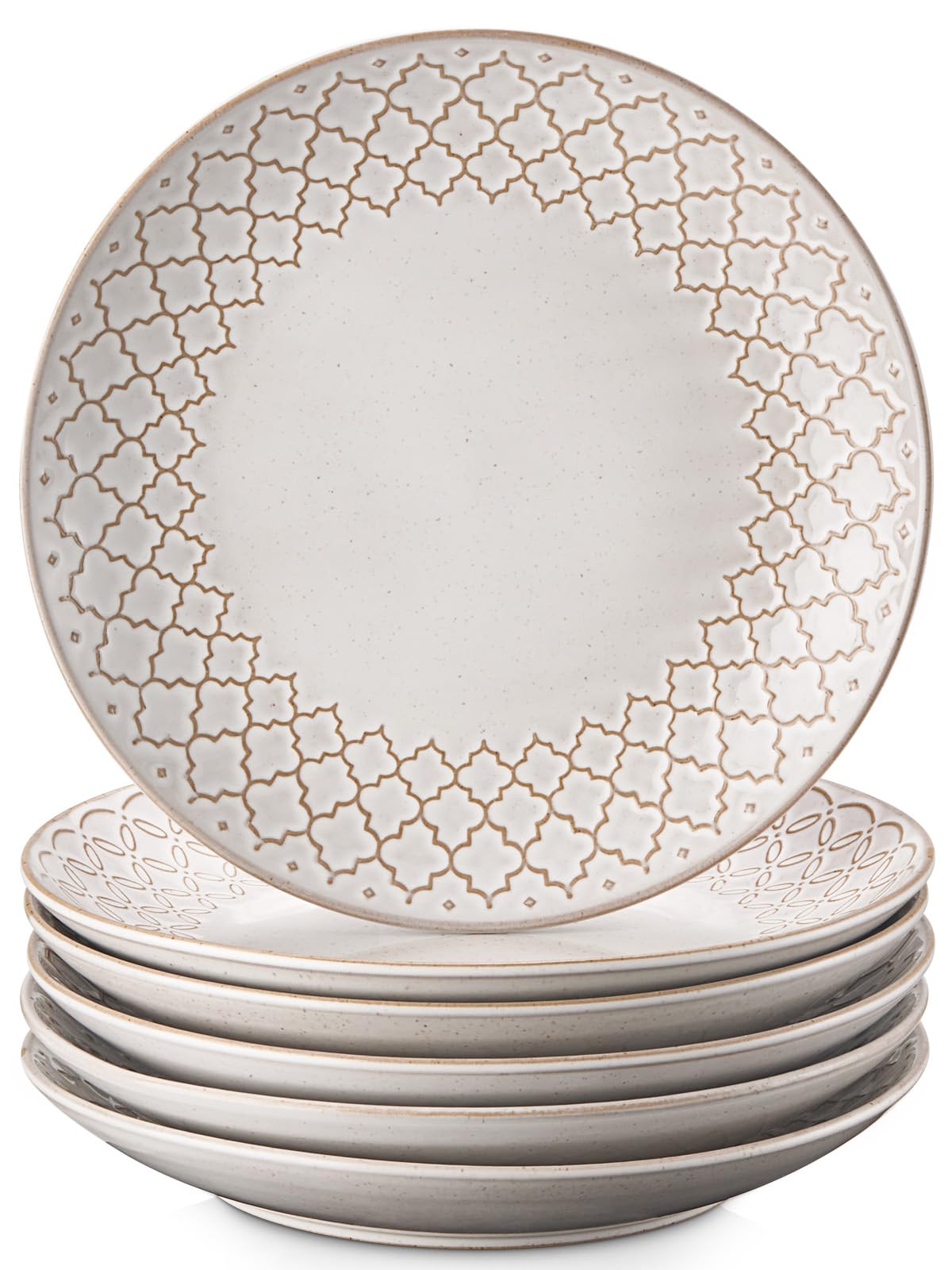 DOWAN Dinner Plates,  8.5" Premium Porcelain Side Plate Set of 6, Salad Plates, Dessert Plate, Flat Dinner Set for Appetizer, Lunch, Salad, Steak,