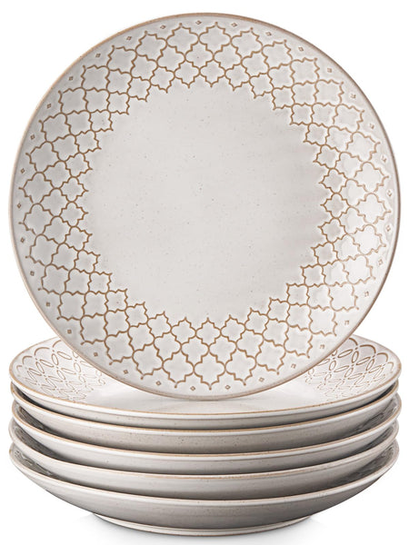 DOWAN Dinner Plates,  8.5" Premium Porcelain Side Plate Set of 6, Salad Plates, Dessert Plate, Flat Dinner Set for Appetizer, Lunch, Salad, Steak,