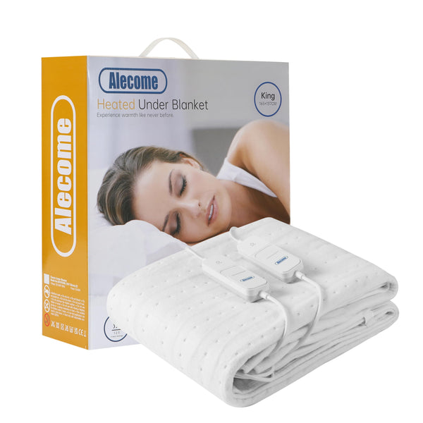 Alecome Luxury Fleece Heated Fitted Mattress Underblanket, Cover, Auto-Cut, Dual Controls, 3 Heat Settings & Machine Washable (King 165 x 137cm - Dual
