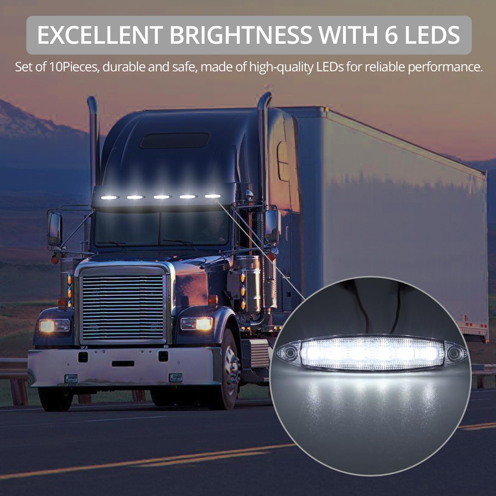 Justech 10pcs 6LED Side Marker Lights 12V Rear Lights 3030 SMD Indicator Lamps Universal Waterproof for Truck Trailer Van Caravan Lorry Car Bus-Red