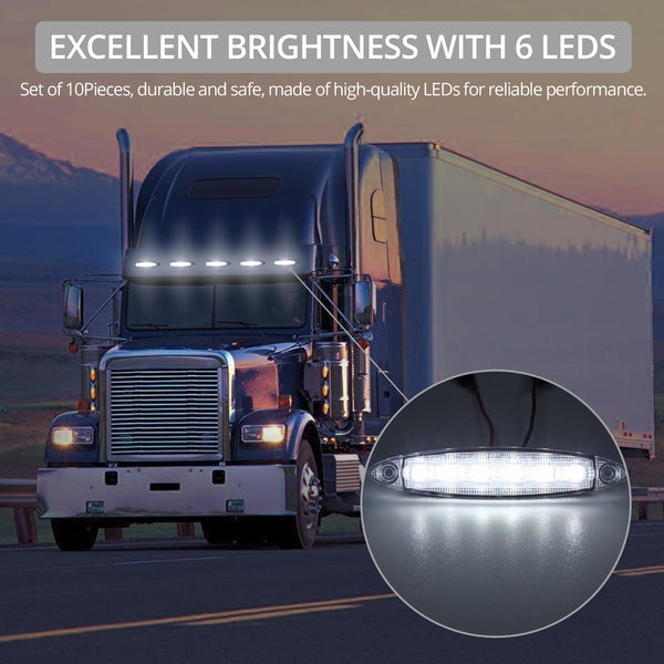 Justech 10pcs 6LED Side Marker Lights 12V Rear Lights 3030 SMD Indicator Lamps Universal Waterproof for Truck Trailer Van Caravan Lorry Car Bus-Red