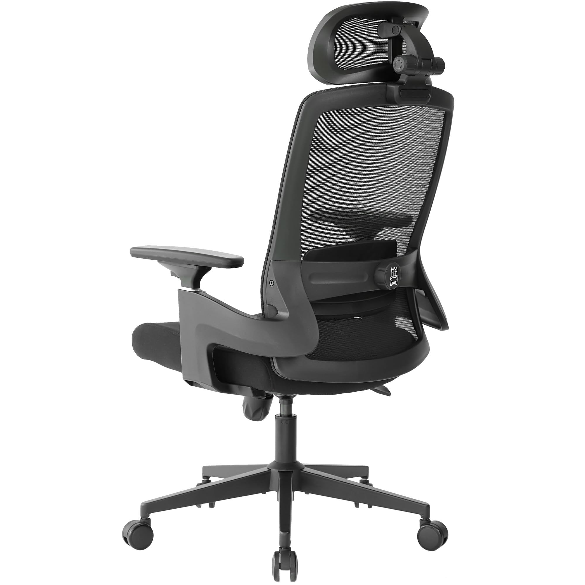 Realm of Thrones CAPTAIN Ergonomic Office Chair for Home, Heavy Duty Steel Base, Versatile Flip-up Armrests, Adjustable Lumbar Support, Mesh Back Comfort Cushion Seat for Computer Desk/Gaming (Black)