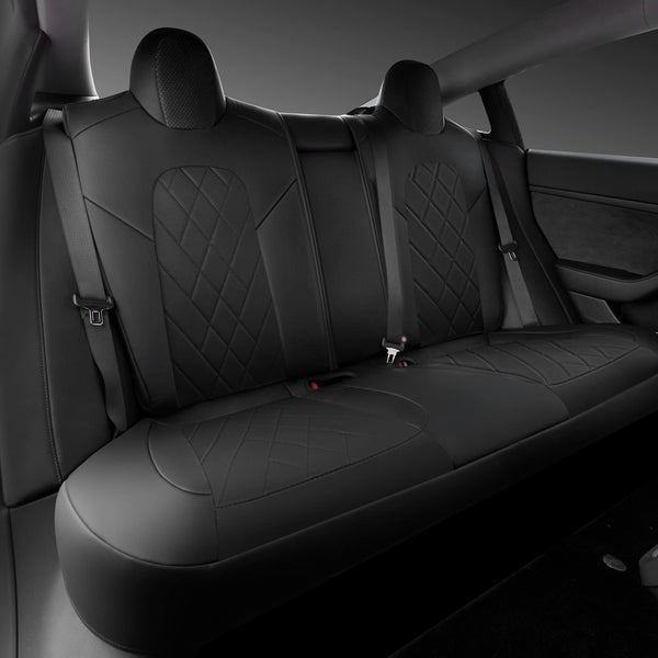 Tapha Faux Leather Seat Cover Set for Tesla Model 3 2017-2022, Breathable and Water-Resistant, Include Seat Covers for Front and Rear Seats (White/Grey)