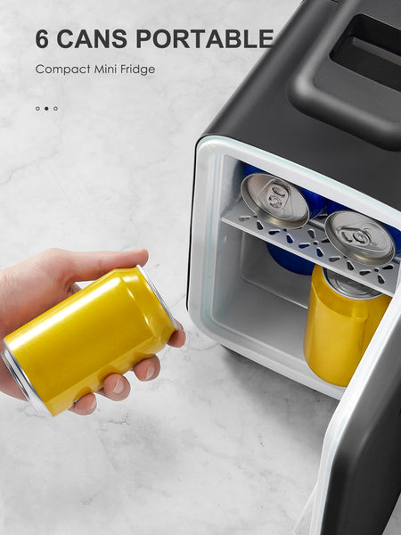 Mini Fridge 4 Litre, 6 Can Portable AC+DC Power Cooler & Warmer, Portable Small Fridge for Bedrooms, Cars, Offices; Skincare, Makeup, Cosmetics, Food (Pearlescent White, 4L)