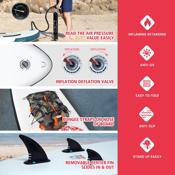 FEATH-R-LITE 10' &11' Inflatable Ultra-Light Stand Up Paddle Board for All Skill Levels Included with SUP, Adj Paddle, Pump, Backpack, Leash