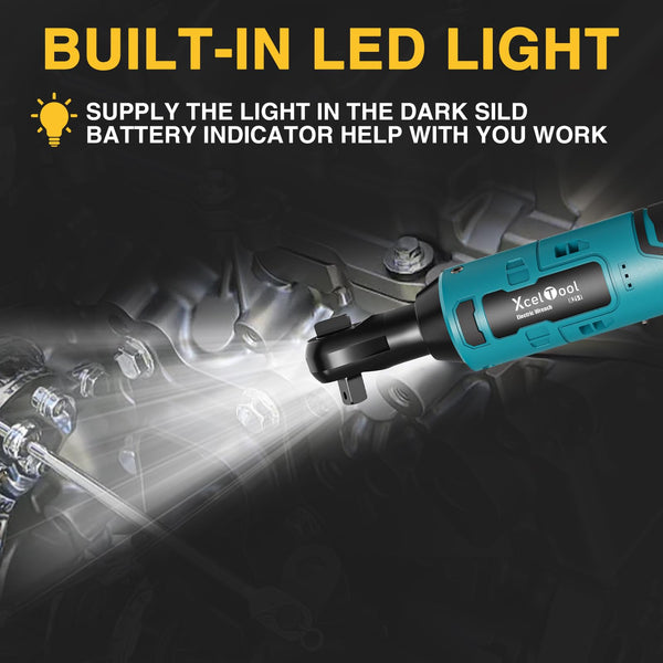 Funnyway 20V Cordless Ratchet Wrench, 3/8”Cordless Ratchet, Max Torque 80N.m, 320RPM Power Battery Ratchet with Variable Speed, Including 2 x 2.0Ah Batteries, LED Light, 6 Sockets (Red)