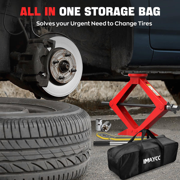 IMAYCC Car Jack Kit 2.5 Ton, Universal Scissor Jack for Car with Rubber Jack Pad, Portable Tire Changing tool with Lug Wrench, Emergency Kit for SUV MPV