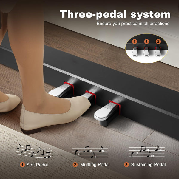 MUSTAR Digital Piano 88 Weighted Keys, Full Size 88 Key Piano Keyboard Semi Weighted, Home Electric Piano with Furniture Stand and Triple Pedal, Music Stand, USB MIDI, White