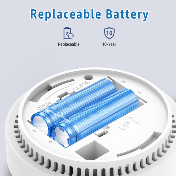 MEEHHEY Carbon Monoxide Detector, Carbon Monoxide Alarm, CO Alarm with Digital Display and Test Button, CO Detector Monitor with Replaceable Battery, Ten Years Alarm Sensor Life, AA Battery Powered