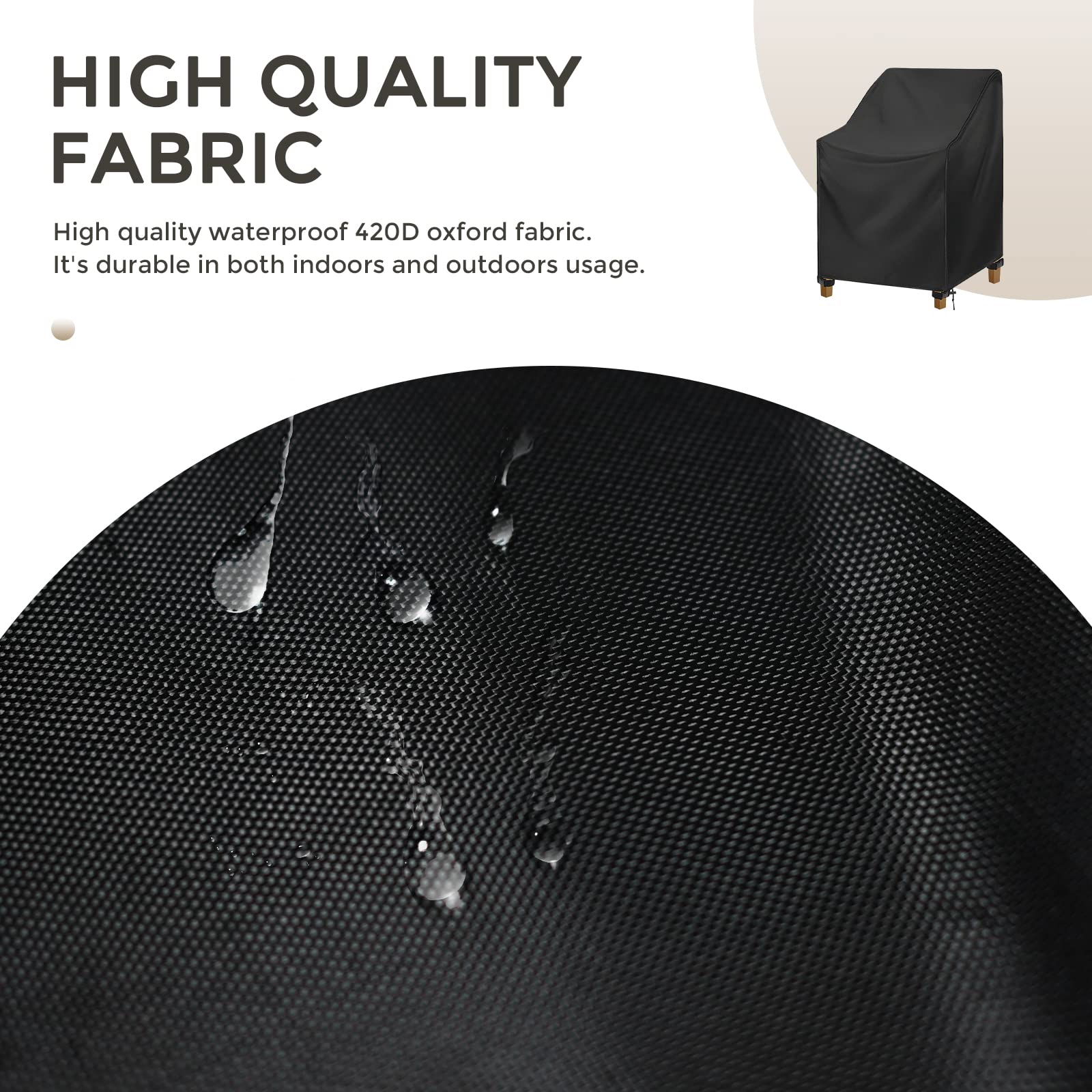 widesmile Garden Chair Cover Patio Stacking Chair Cover Waterproof 420D Oxford Fabric Outdoor Protective Cover for Stackable Chairs Anti-UV