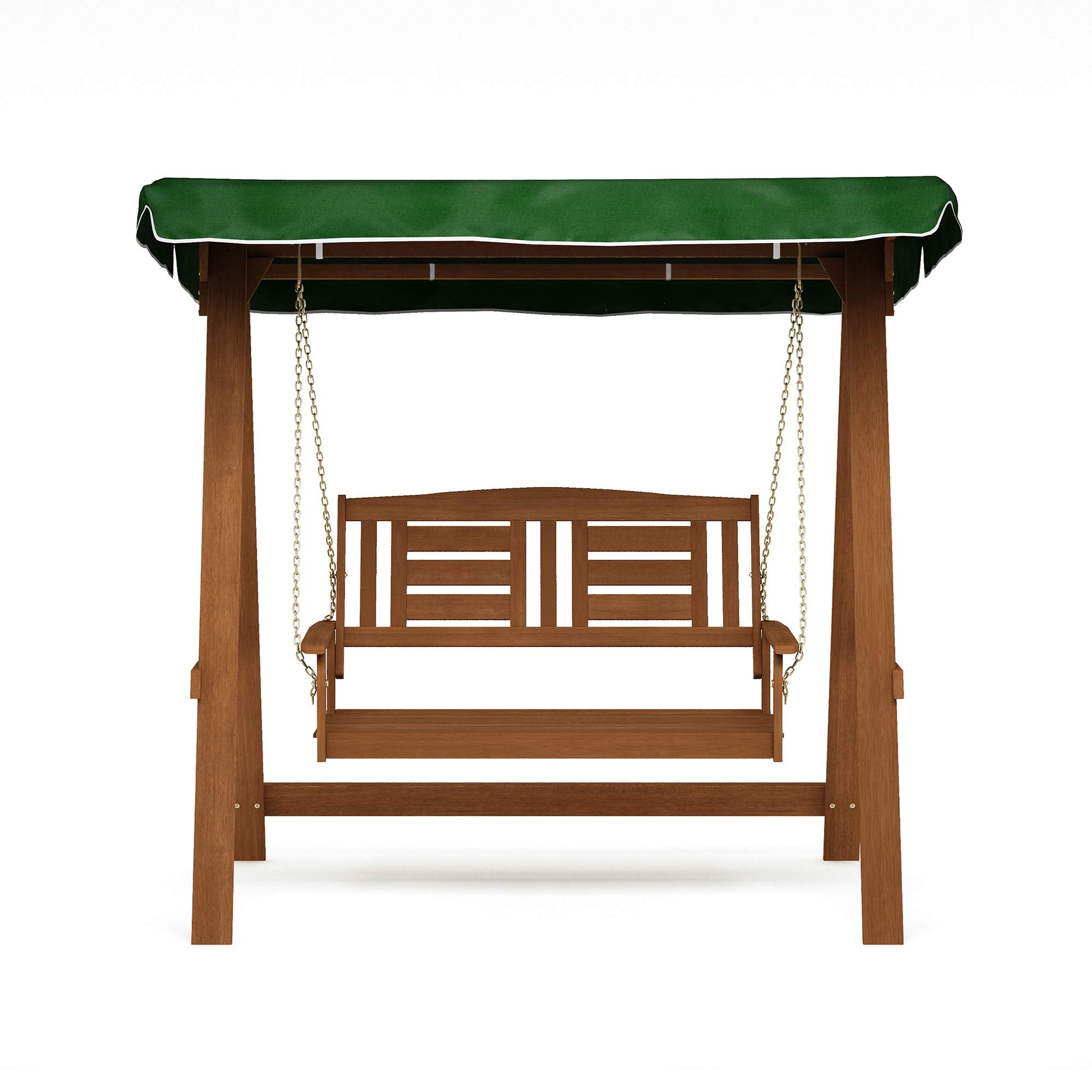 Furinno Tioman Hardwood Hanging Porch Swing with Stand in Teak Oil, Natural