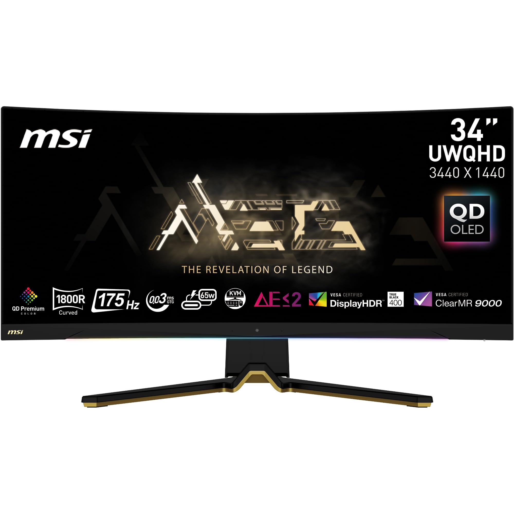 MSI MPG 321URXW QD-OLED 31.5 Inch 4K UHD Gaming Monitor - 3840 x 2160 Quantum Dot OLED Panel, 240Hz / 0.03ms, 99% DCI-P3, ΔE≤2, DisplayHDR True Black 400, KVM, RGB - DP 1.4a, HDMI 2.1, USB Type-C