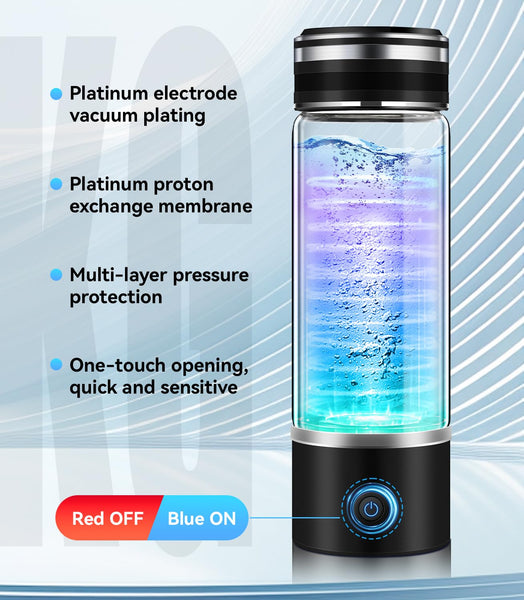 Upgrade 3-in-1 Hydrogen Water Bottle Generator - Industry TOP - 24-Hour Hydrogen Lock | 0 Chlorine & 0 Ozone | 100% Leak-Proof Seal, Hydrogen Water Bottle Generator